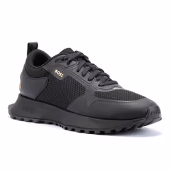 ) Boss Jonah Running Mesh Men's Black/Gold Trainers - Black, 11 (Adults'