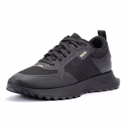 ) Boss Jonah Running Mesh Men's Black/Gold Trainers - Black, 11 (Adults'