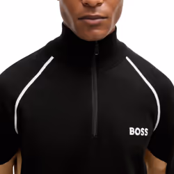 Hugo Boss Mens Hydro-X Water Repellent Embroided Logo Half Zip Sweater - M, Black