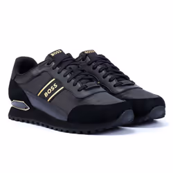 ) Boss Parkour Runn Men's Black/Gold Trainers - Black, 10 (Adults'