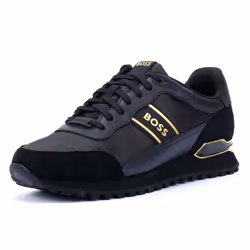 ) Boss Parkour Runn Men's Black/Gold Trainers - Black, 10 (Adults'