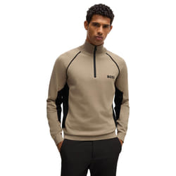 Hugo Boss Mens Hydro-X Water Repellent Embroided Logo Half Zip Sweater - M, Light Pastel Green