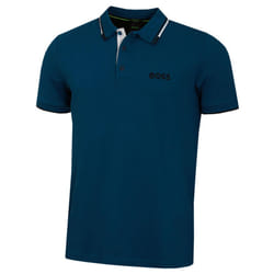 Hugo Boss Mens Paddy Pro Contrast Stripe Regular Fit Boss Logo Polo Shirt - M, Open Blue
