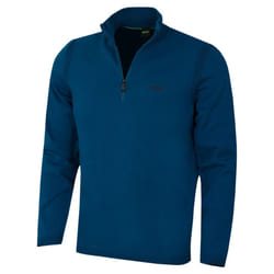 Hugo Boss Mens Ever-X Cotton Stretch Knit 1/4 Zip Golf Sweater - L, Open Blue