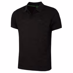 Hugo Boss Mens 2025 Pirax Striped Cotton Relaxed Fit Two Button Golf Polo Shirt - M, Black