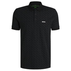 Hugo Boss Mens 2025 Paddy Striped Cotton Blend Regular Fit Golf Polo Shirt - M, Black
