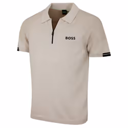 Hugo Boss Mens 2025 Perform-Max Knit Breathable Stretch Wicking Golf Polo Shirt - M, Open Beige