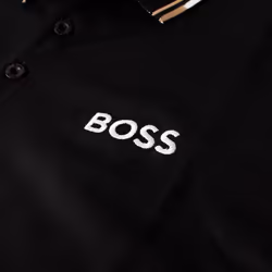 Hugo Boss Mens 2025 Paddy Pro Cottton-Blend Contrast Stripe Golf Polo Shirt - L, Black