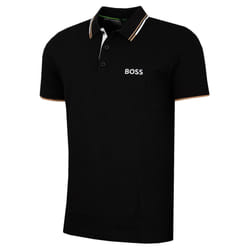 Hugo Boss Mens 2025 Paddy Pro Cottton-Blend Contrast Stripe Golf Polo Shirt - M, Black