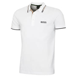 Hugo Boss Mens 2025 Paddy Pro Cottton-Blend Contrast Stripe Golf Polo Shirt - M, Natural
