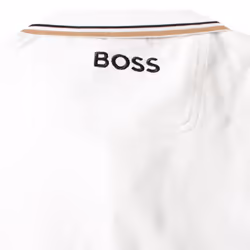 Hugo Boss Mens 2025 Paddy Pro Cottton-Blend Contrast Stripe Golf Polo Shirt - M, Natural