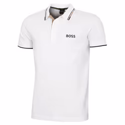 Hugo Boss Mens 2025 Paddy Pro Cottton-Blend Contrast Stripe Golf Polo Shirt - XL, Natural