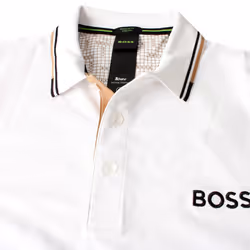 Hugo Boss Mens 2025 Paddy Pro Cottton-Blend Contrast Stripe Golf Polo Shirt - XL, Natural