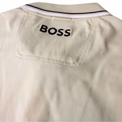 Hugo Boss Mens 2025 Paddy Pro Cottton-Blend Contrast Stripe Golf Polo Shirt - M, Open Beige