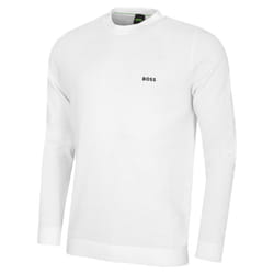Hugo Boss Mens 2025 Momentum Lite Soft Breathable Crew Neck Golf Jumper Sweater - M, White