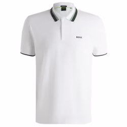 Hugo Boss Mens 2025 Paddy Active Heritage Breathable Stretch Golf Polo Shirt - XL, White