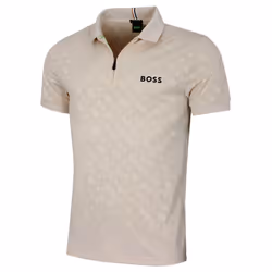 Hugo Boss Mens 2025 Philix 4 -Way Stretch Wicking Quick Dry Golf Polo Shirt - L, Open Beige