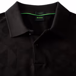 Hugo Boss Mens 2025 Pirax Striped Cotton Relaxed Fit Two Button Golf Polo Shirt - XL, Black