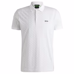 Hugo Boss Mens 2025 Paddy Striped Cotton Blend Regular Fit Golf Polo Shirt - XL, White