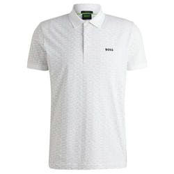 Hugo Boss Mens 2025 Paddy Striped Cotton Blend Regular Fit Golf Polo Shirt - XL, White