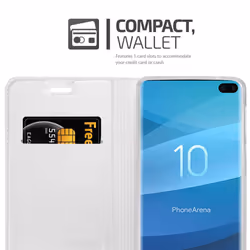 Cadorabo Case for Samsung Galaxy S10 PLUS Cover Book Wallet Protection PU Leather Flip Magnetic Etui - CLASSY SILVER