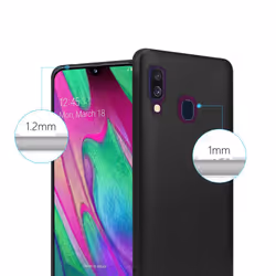 Cadorabo Case for Samsung Galaxy A40 Cover Matt Metallic Protection TPU Silicone Gel Back case - METALLIC BLACK