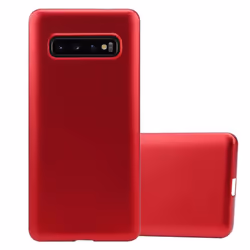 Cadorabo Case for Samsung Galaxy S10 4G Cover Matt Metallic Protection TPU Silicone Gel Back case - METALLIC RED