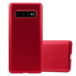 Cadorabo Case for Samsung Galaxy S10 4G Cover Matt Metallic Protection TPU Silicone Gel Back case - METALLIC RED