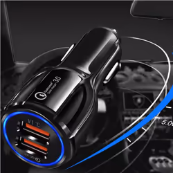 Cadorabo car charger 2-port dual USB charger 3.0 quick charge with 2 connections universal car quick charger for smartphones, tablets, satnavs