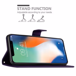 Cadorabo Flower Case for Apple iPhone XR Cover Book Wallet Protection PU Leather Flip Magnetic Etui - FLORAL DUNKEL LILA, Apple iPhone XR