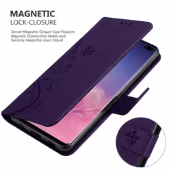 Cadorabo Flower Case for Samsung Galaxy S10 PLUS Cover Book Wallet Protection PU Leather Flip Etui magnetic closure
