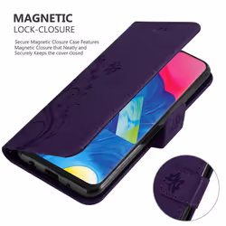 Cadorabo Flower Case for Samsung Galaxy A10 / M10 Cover Book Wallet Protection PU Leather Flip Magnetic Etui - FLORAL DUNKEL LILA, Samsung Galaxy M10