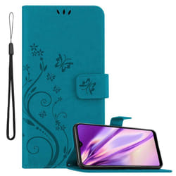 Cadorabo Flower Case for Samsung Galaxy A10 / M10 Cover Book Wallet Protection PU Leather Flip Magnetic Etui - FLORAL BLAU, Samsung Galaxy M10