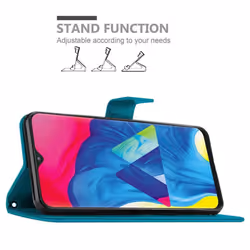 Cadorabo Flower Case for Samsung Galaxy A10 / M10 Cover Book Wallet Protection PU Leather Flip Magnetic Etui - FLORAL BLAU, Samsung Galaxy M10