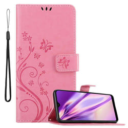 Cadorabo Flower Case for Samsung Galaxy A10 / M10 Cover Book Wallet Protection PU Leather Flip Magnetic Etui - FLORAL ROSA, Samsung Galaxy M10