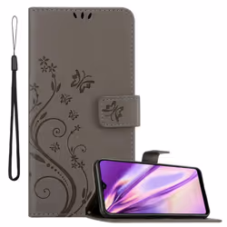 Cadorabo Flower Case for Samsung Galaxy A10 / M10 Cover Book Wallet Protection PU Leather Flip Magnetic Etui - FLORAL GRAU, S ...