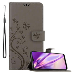 Cadorabo Flower Case for Samsung Galaxy A10 / M10 Cover Book Wallet Protection PU Leather Flip Magnetic Etui - FLORAL GRAU, Samsung Galaxy A10
