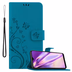 Cadorabo Flower Case for Samsung Galaxy A10 / M10 Cover Book Wallet Protection PU Leather Flip Magnetic Etui - FLORAL BLAU, S ...