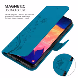 Cadorabo Flower Case for Samsung Galaxy A10 / M10 Cover Book Wallet Protection PU Leather Flip Magnetic Etui - FLORAL BLAU, Samsung Galaxy A10