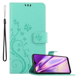 Cadorabo Flower Case for Samsung Galaxy A10 / M10 Cover Book Wallet Protection PU Leather Flip Magnetic Etui - FLORAL TÃRKIS, Samsung Galaxy A10