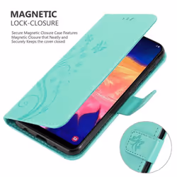 Cadorabo Flower Case for Samsung Galaxy A10 / M10 Cover Book Wallet Protection PU Leather Flip Magnetic Etui - FLORAL TÃRKIS, Samsung Galaxy A10