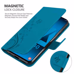 Cadorabo Flower Case for Samsung Galaxy A40 Cover Book Wallet Protection PU Leather Flip Magnetic Etui - FLORAL BLAU, Samsung Galaxy A40 / A40s