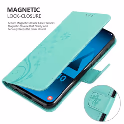 Cadorabo Flower Case for Samsung Galaxy A40 Cover Book Wallet Protection PU Leather Flip Magnetic Etui - FLORAL TÃRKIS, Samsung Galaxy A40 / A40s