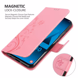 Cadorabo Flower Case for Samsung Galaxy A40 Cover Book Wallet Protection PU Leather Flip Magnetic Etui - FLORAL ROSA, Samsung Galaxy A40 / A40s