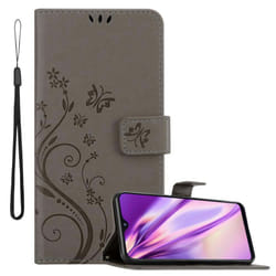 Cadorabo Flower Case for Samsung Galaxy A10e / A20e Cover Book Wallet Protection PU Leather Flip Magnetic Etui - FLORAL GRAU, Samsung Galaxy A20e
