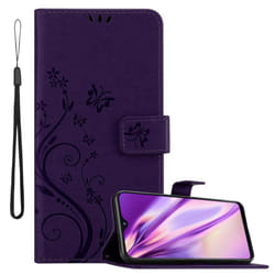 Cadorabo Flower Case for Samsung Galaxy A10e / A20e Cover Book Wallet Protection PU Leather Flip Magnetic Et - FLORAL DUNKEL LILA, Samsung Galaxy A20e