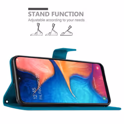 Cadorabo Flower Case for Samsung Galaxy A10e / A20e Cover Book Wallet Protection PU Leather Flip Magnetic Etui - FLORAL BLAU, Samsung Galaxy A20e