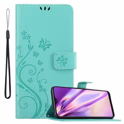 Cadorabo Flower Case for Samsung Galaxy A10e / A20e Cover Book Wallet Protection PU Leather Flip Magnetic Etui - FLORAL TÃRK ...