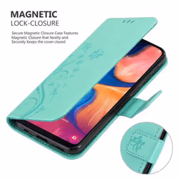 Cadorabo Flower Case for Samsung Galaxy A10e / A20e Cover Book Wallet Protection PU Leather Flip Magnetic Etui - FLORAL TÃRKIS, Samsung Galaxy A20e