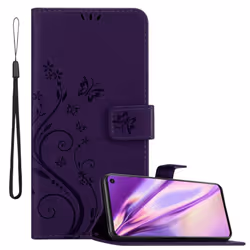 Cadorabo Flower Case for Samsung Galaxy S10 5G Cover Book Wallet Protection PU Leather Flip Magnetic Etui - FLORAL DUNKEL LIL ...